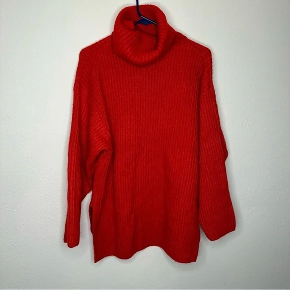 H & M Cowl Neck Red Orange Sweater Size XSmall - Picture 4 of 10
